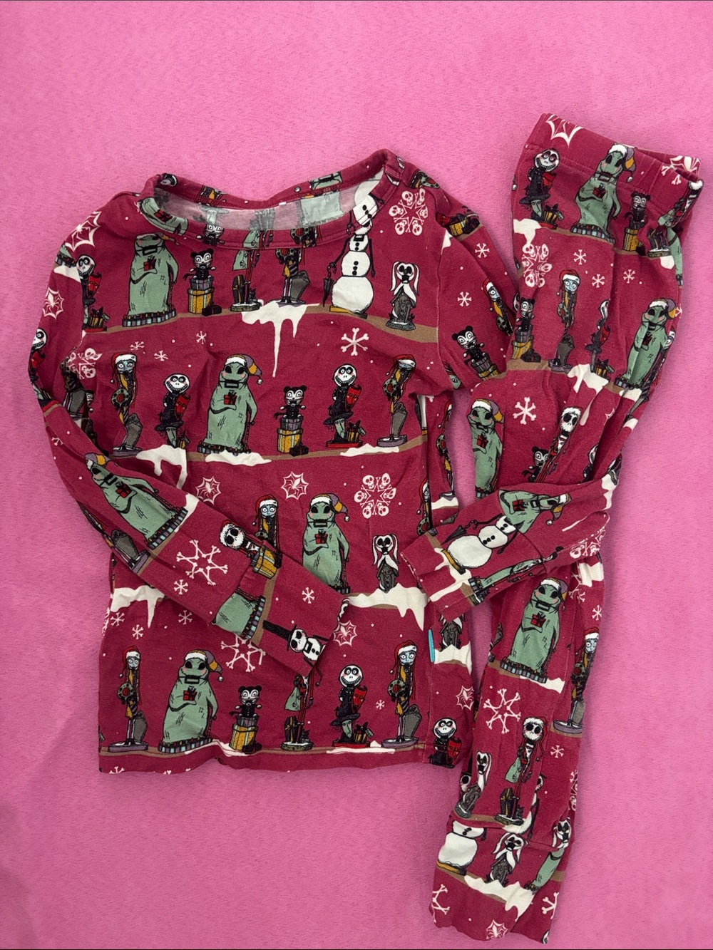 Posh Peanut Red Holiday Character Pajama Set with Green Accents